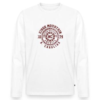 Kings Mountain NC | North Carolina Travel Gift - Men's Premium Organic Long Sleeve Shirt - white - Front - Nico (187cm)
