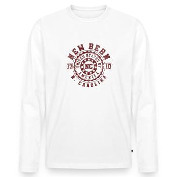 New Bern, Caroline du Nord | Cadeau de voyage en Caroline du Nord - T-shirt manches longues Premium bio Homme - blanc - Devant - Nico (187cm)