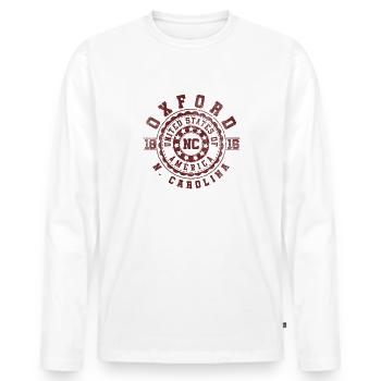 Oxford NC | North Carolina Reise Geschenk - Männer Premium Bio Langarmshirt - Weiß - Vorne - Nico (187cm)