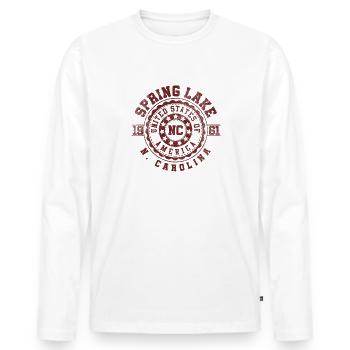 Spring Lake NC | North Carolina Travel Gift - Men's Premium Organic Long Sleeve Shirt - white - Front - Nico (187cm)
