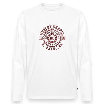 Wesley Chapel NC | North Carolina Travel Gift - Men's Premium Organic Long Sleeve Shirt - white - Front - Nico (187cm)