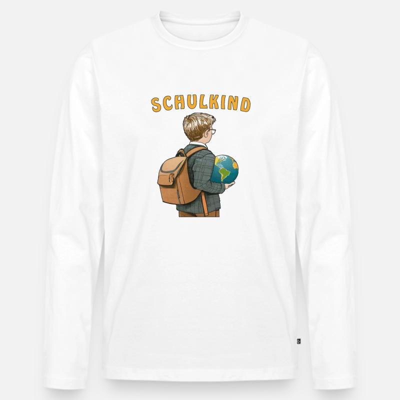 SCHULKIND - Männer Premium Bio Langarmshirt - Weiß