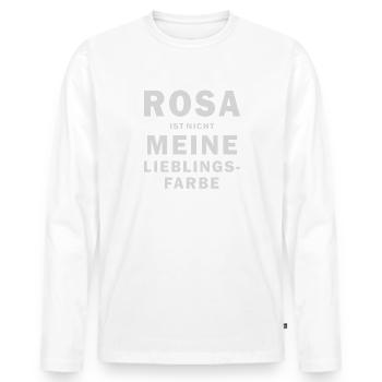 ROSA IST NICHT MEINE LIEBLINGSFARBE - Männer Premium Bio Langarmshirt - Weiß - Vorne - Nico (187cm)