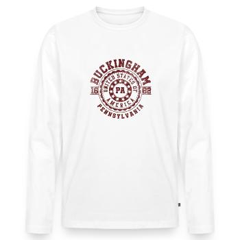 Buckingham PA | Pennsylvania - & Geschenk - Männer Premium Bio Langarmshirt - Weiß - Vorne - Nico (187cm)