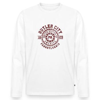 Butler city PA | Pennsylvania - & Gift - Men's Premium Organic Long Sleeve Shirt - white - Front - Nico (187cm)