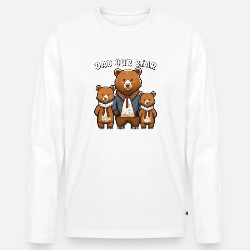 BÄREN DAD OUR BEAR - Männer Premium Bio Langarmshirt - Weiß