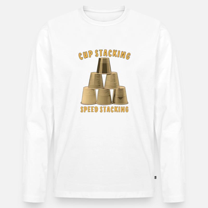 CUP STACKING SPEED STACKING - Men's Premium Organic Long Sleeve Shirt - white