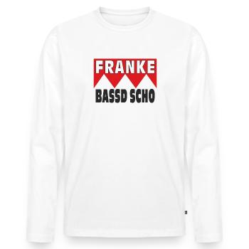 FRANKE BASSD SCHO - Männer Premium Bio Langarmshirt - Weiß - Vorne - Nico (187cm)