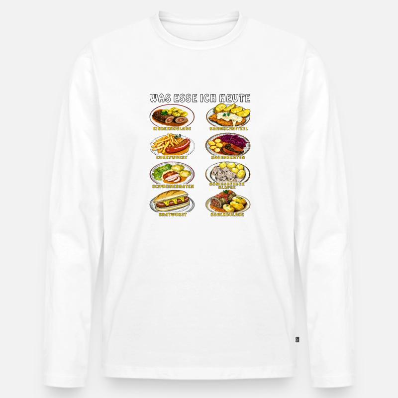 WAS ESSE ICH HEUTE - Männer Premium Bio Langarmshirt - Weiß