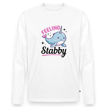 Funny Narwhal Animal Feeling Stabby - Männer Premium Bio Langarmshirt - Weiß - Vorne - Nico (187cm)