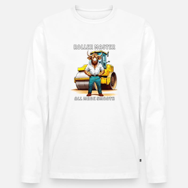 ROLLER MASTER ALL MADE SMOOTH - Männer Premium Bio Langarmshirt - Weiß