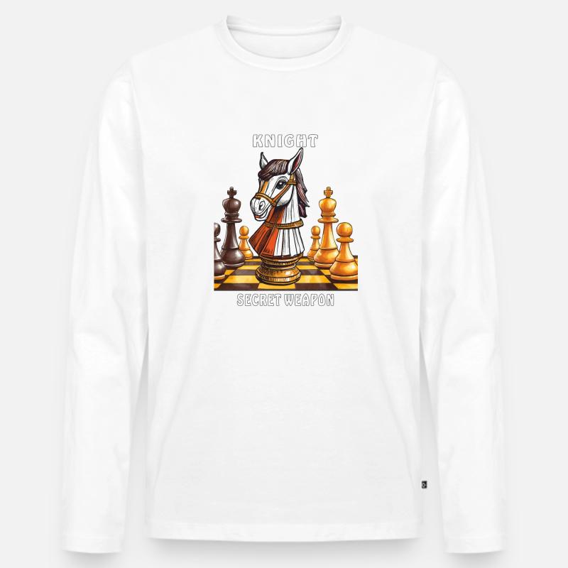 SCHACH KNIGHT SECRET WEAPON - Männer Premium Bio Langarmshirt - Weiß