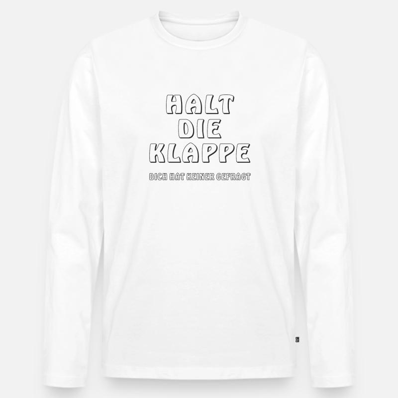 HALT DIE KLAPPE - Männer Premium Bio Langarmshirt - Weiß
