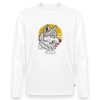 JUST SAY WOLF - Men's Premium Organic Long Sleeve Shirt - white - Front - Nico (187cm)