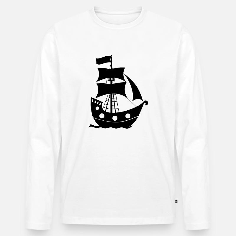 Piratenschiff - Männer Premium Bio Langarmshirt - Weiß