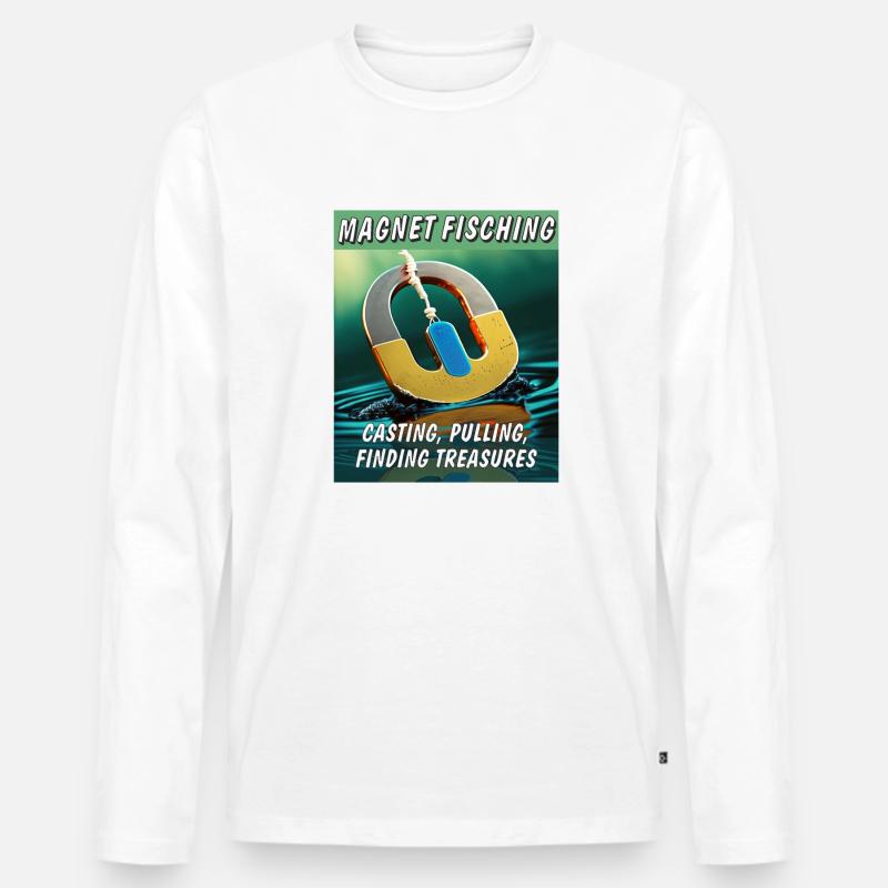 MAGNETFISCHING CASTING PULLING FINDING - Men's Premium Organic Long Sleeve Shirt - white