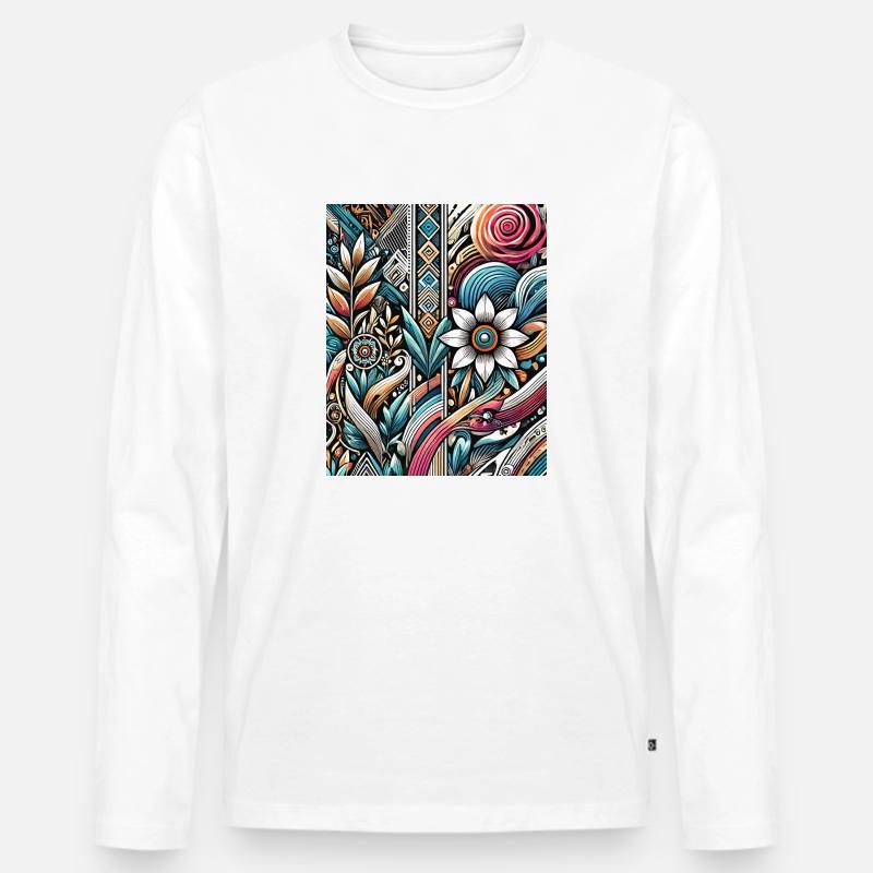 Verschmelzung der lebendigen Natur - Männer Premium Bio Langarmshirt - Weiß