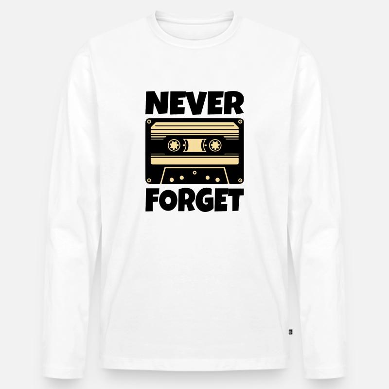 Kassette Retro Never Forget - Männer Premium Bio Langarmshirt - Weiß