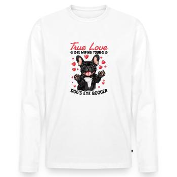 Bouledogue Français Frechie Race de chien True Love - T-shirt manches longues Premium bio Homme - blanc - Devant - Nico (187cm)