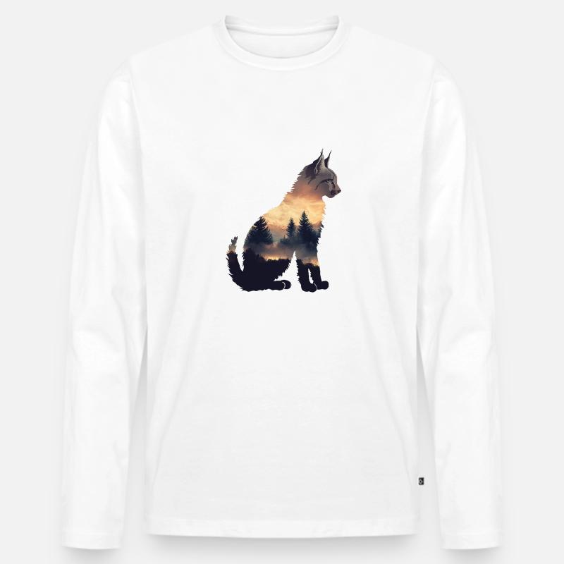 Luchs - Männer Premium Bio Langarmshirt - Weiß