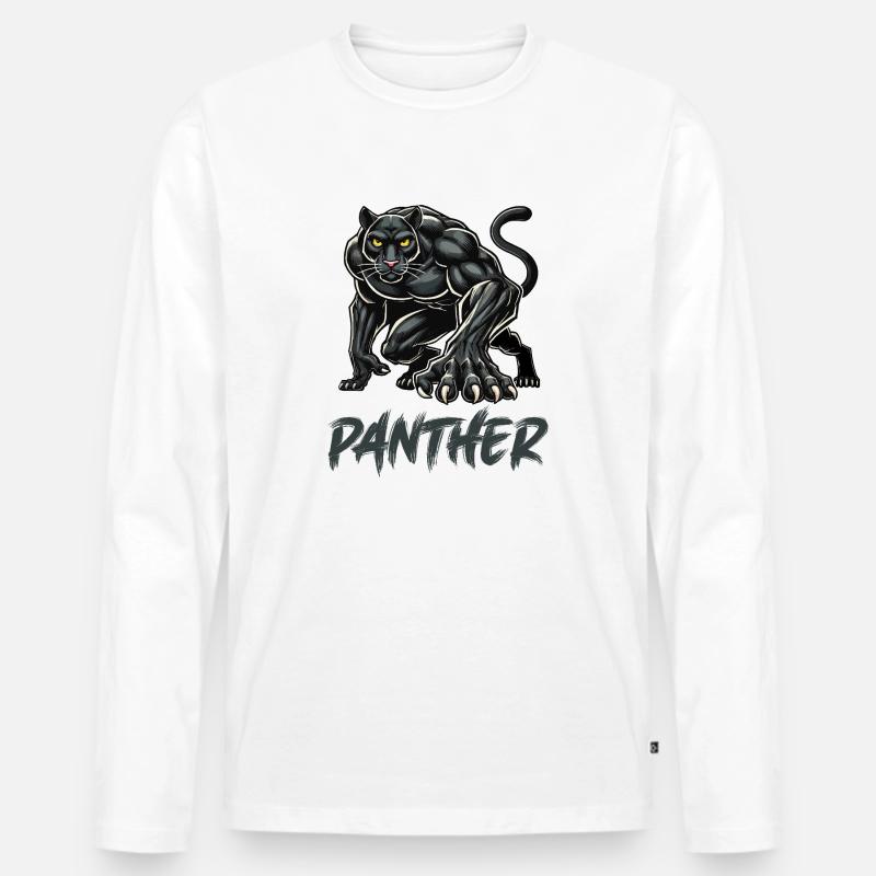 panther - Männer Premium Bio Langarmshirt - Weiß