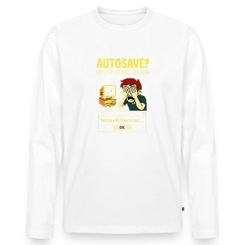 Cauchemar numérique : oublier le stockage - T-shirt manches longues Premium bio Homme - blanc - Devant - Nico (187cm)