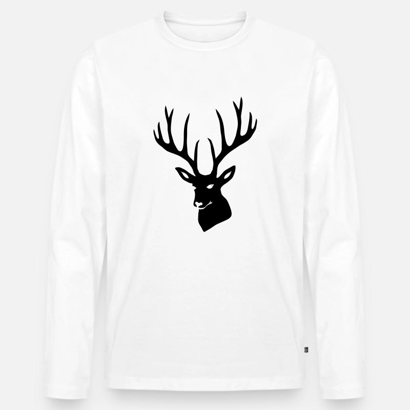 Hirsch Geweih Hirschgeweih Hirschkopf - Männer Premium Bio Langarmshirt - Weiß