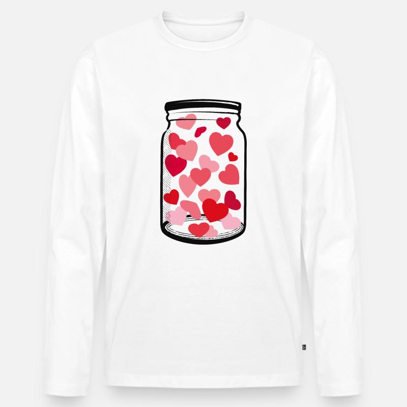 Glas mit Herzen - Männer Premium Bio Langarmshirt - Weiß