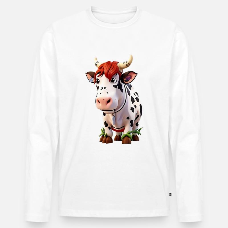 Kuh kindlich - Männer Premium Bio Langarmshirt - Weiß