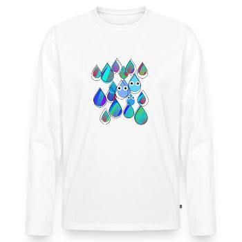Rain, Drops, Raindrops, Colorful, Family - Men's Premium Organic Long Sleeve Shirt - white - Front - Nico (187cm)