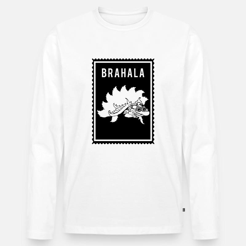 Brahala - Wayang - Männer Premium Bio Langarmshirt - Weiß