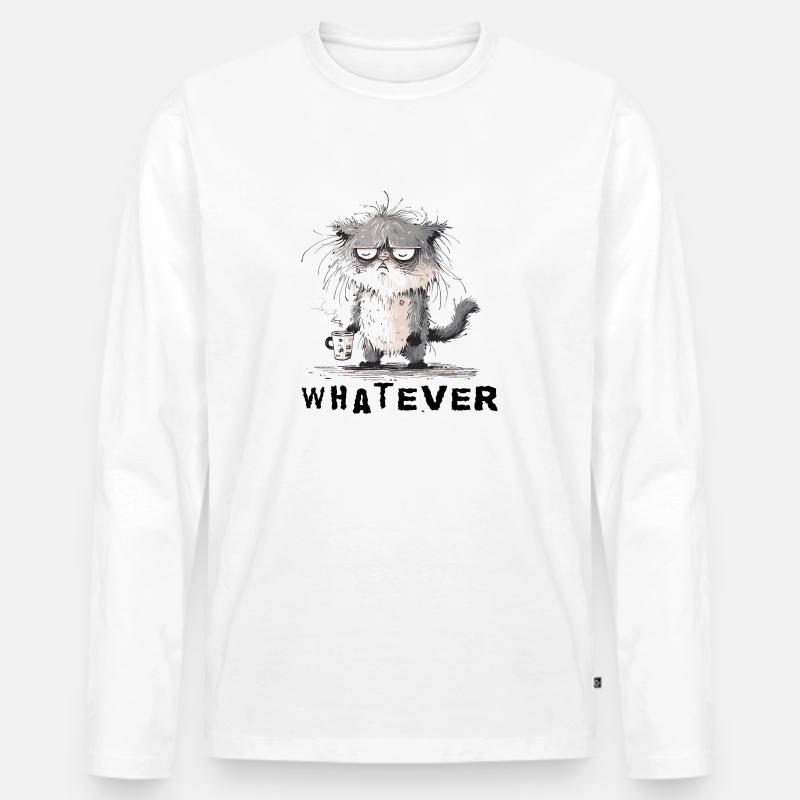 Mürrisch Katze - Männer Premium Bio Langarmshirt - Weiß