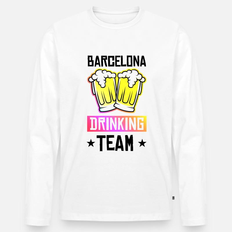 Barcelona Drinking Team - Männer Premium Bio Langarmshirt - Weiß
