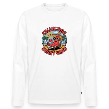Ambiance estivale ensoleillée Drôle de crabe sur la plage - T-shirt manches longues Premium bio Homme - blanc - Devant - Nico (187cm)