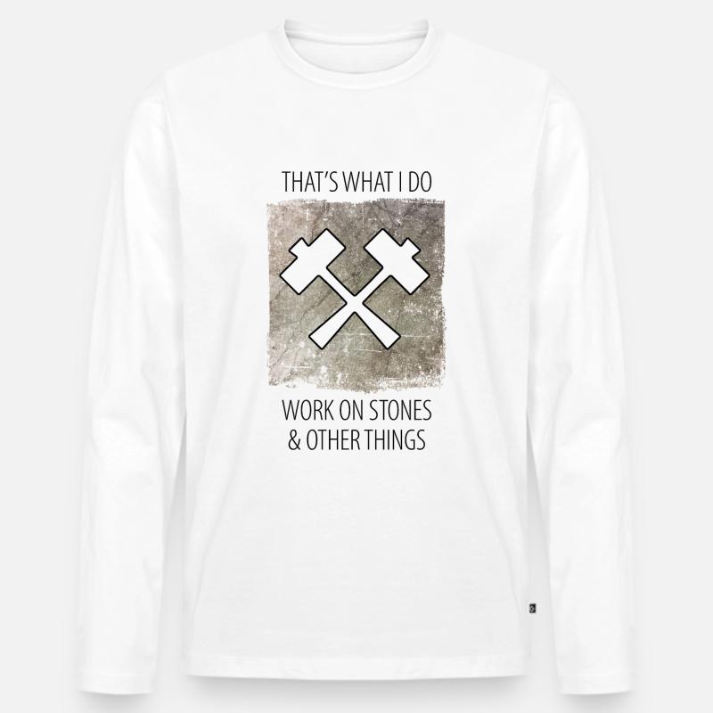 Steinmetz Steinbildhauer Spruch - Männer Premium Bio Langarmshirt - Weiß