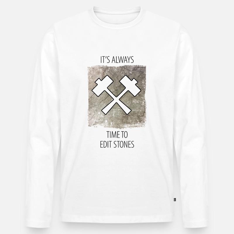 Steinmetz Steinbildhauer Spruch - Männer Premium Bio Langarmshirt - Weiß