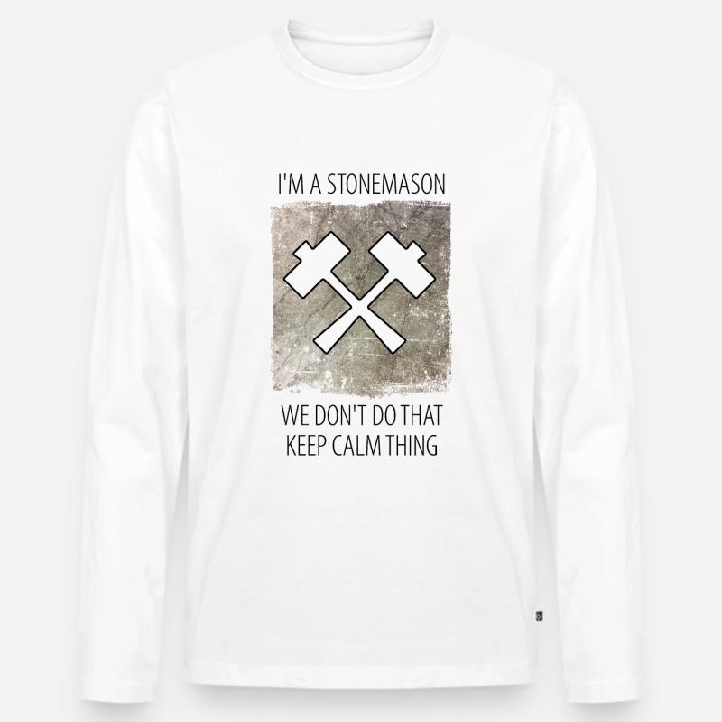 Steinmetz Steinbildhauer Spruch - Männer Premium Bio Langarmshirt - Weiß