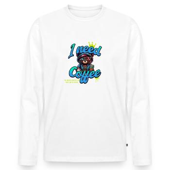 I need Coffee - Männer Premium Bio Langarmshirt - Weiß - Vorne - Nico (187cm)