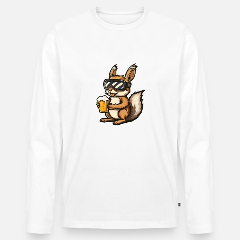 Eichhörnchen Apres Ski Bier - Männer Premium Bio Langarmshirt - Weiß