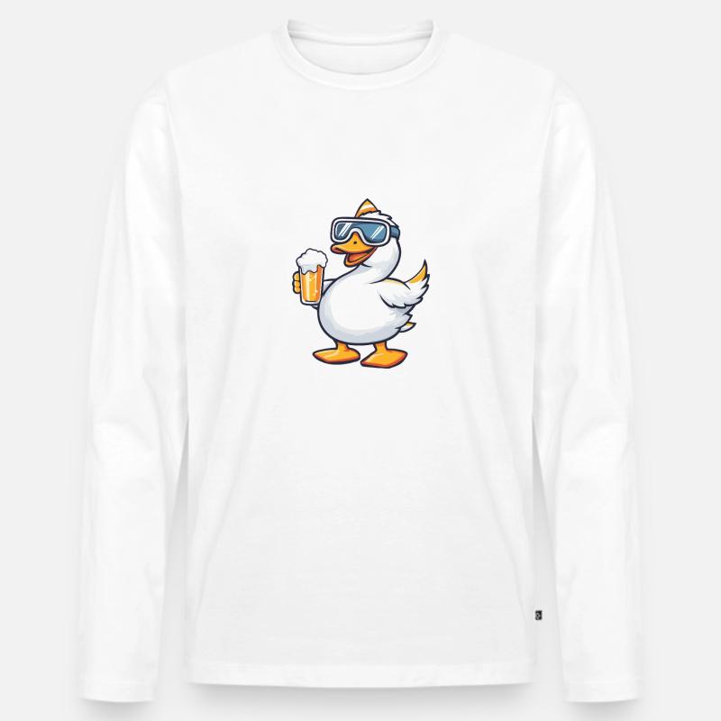Gans Apres Ski Bier Comic - Männer Premium Bio Langarmshirt - Weiß