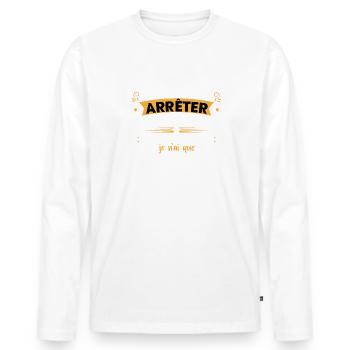 Anniversaire 33 ans, idée cadeau date de naissance - T-shirt manches longues Premium bio Homme - blanc - Devant - Nico (187cm)