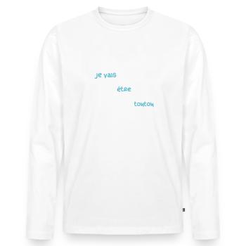 Futur tonton annonce naissance idée cadeau oncle - T-shirt manches longues Premium bio Homme - blanc - Devant - Nico (187cm)