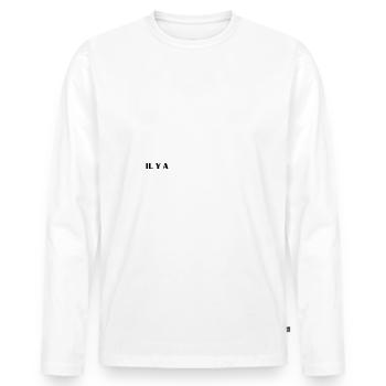 Un jour je dominerai le monde t-shirt plombier - T-shirt manches longues Premium bio Homme - blanc - Devant - Nico (187cm)