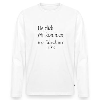 Fun Shirt - falscher Film - by TS21 - Männer Premium Bio Langarmshirt - Weiß - Vorne - Nico (187cm)