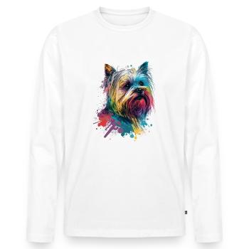 Yorkshire Terrier - T-shirt manches longues Premium bio Homme - blanc - Devant - Nico (187cm)