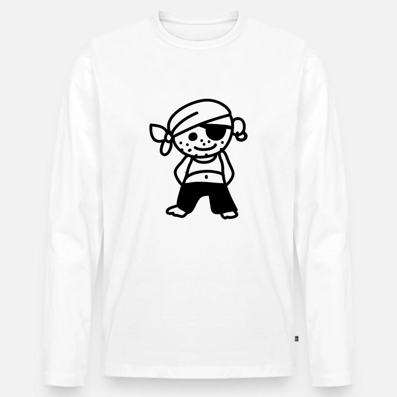 Pirat - Line - Männer Premium Bio Langarmshirt - Weiß