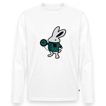 Kaninchen + Uhr - Männer Premium Bio Langarmshirt - Weiß - Vorne - Nico (187cm)