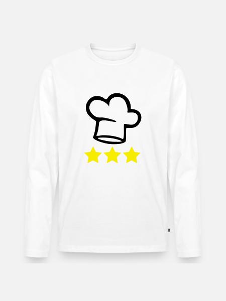 Chef's hat cook 3 stars - Men's Premium Organic Long Sleeve Shirt - white