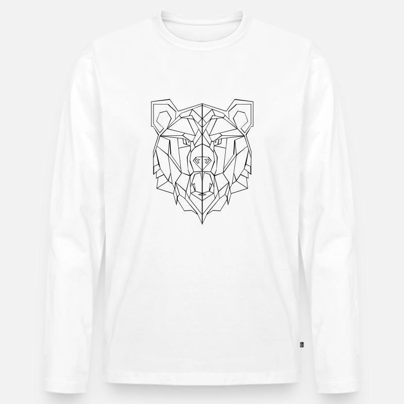 Bär geometrisch 1 - Männer Premium Bio Langarmshirt - Weiß