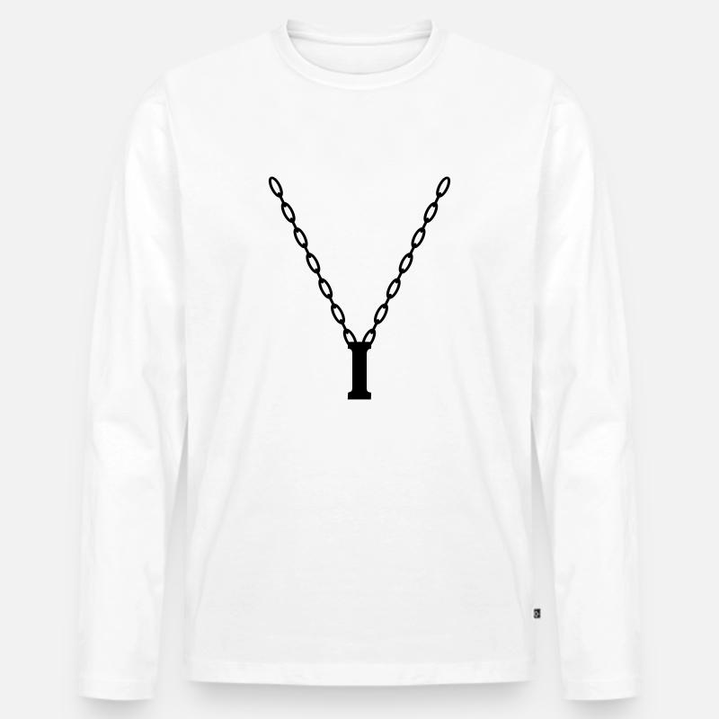 Buchstabenkette Initial I - Männer Premium Bio Langarmshirt - Weiß
